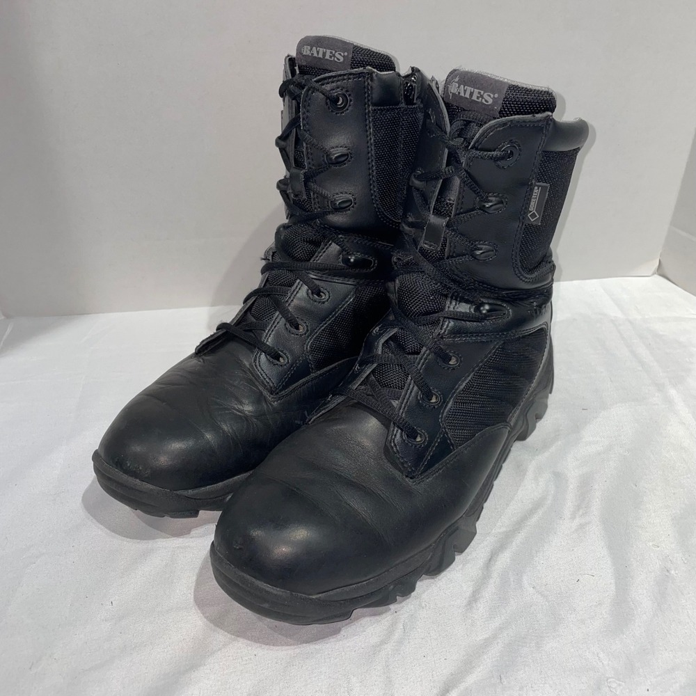 Bates Mens Gore-Tex Tactical Side Zip Waterproof Boots Black Leather 11.5‎ M